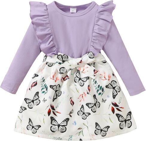 Toddler Girls Winter Long Sleeve Dresses Kids Fall Cute Clothes Little Girl Outfits for Size 4-7 Years in Saudi Arabia