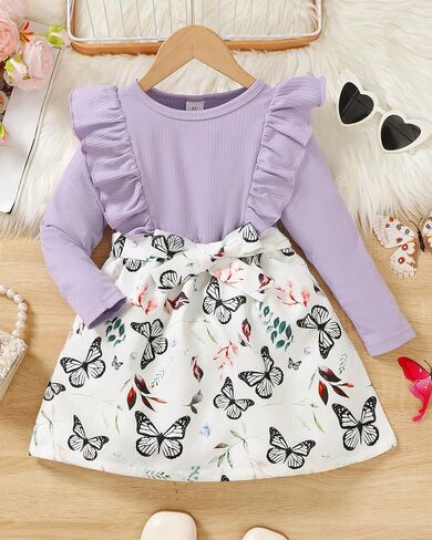Toddler Girls Winter Long Sleeve Dresses Kids Fall Cute Clothes Little Girl Outfits for Size 4-7 Years in Saudi Arabia