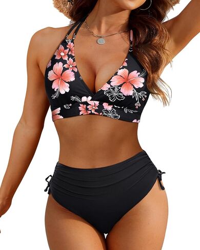 Tempt Me Women High Waisted Bikini Set Two Piece Push Up Bathing Suits Halter Swimsuits with Bottoms in Saudi Arabia