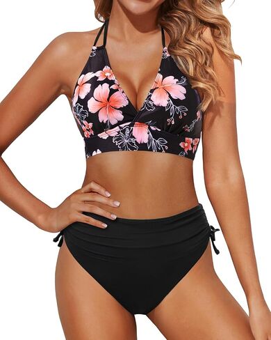 Tempt Me Women High Waisted Bikini Set Two Piece Push Up Bathing Suits Halter Swimsuits with Bottoms in Saudi Arabia