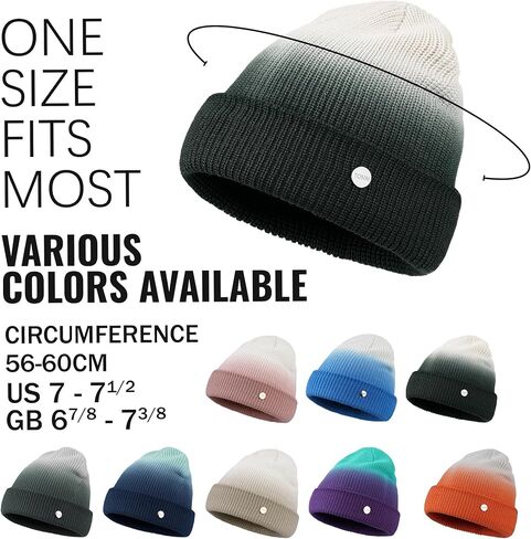 Croogo Tye Die Cuffed Slouchy Skull Caps Women Winter Warm Knit Beanie Hat Ski Hat Daily Ribbed Toboggan Cap Men Brimless Cap in Saudi Arabia