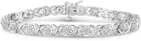 Femme Luxe Eva 0.25 Carat Miracle Set Diamond Bracelets for Women, Hypoallergenic, 925 Sterling Silver, Size 7.50 or 7.25 in Saudi Arabia