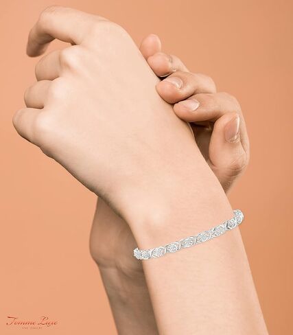 Femme Luxe Eva 0.25 Carat Miracle Set Diamond Bracelets for Women, Hypoallergenic, 925 Sterling Silver, Size 7.50 or 7.25 in Saudi Arabia
