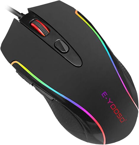 E-YOOSO Large Gaming Mouse, X-41 Wired Mice, 5 Level 12400 DPI, Software Supports DIY, 6 Side Buttons Computer Mouse for PC/Mac and Laptop - Black in Saudi Arabia