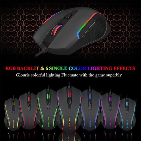 E-YOOSO Large Gaming Mouse, X-41 Wired Mice, 5 Level 12400 DPI, Software Supports DIY, 6 Side Buttons Computer Mouse for PC/Mac and Laptop - Black in Saudi Arabia