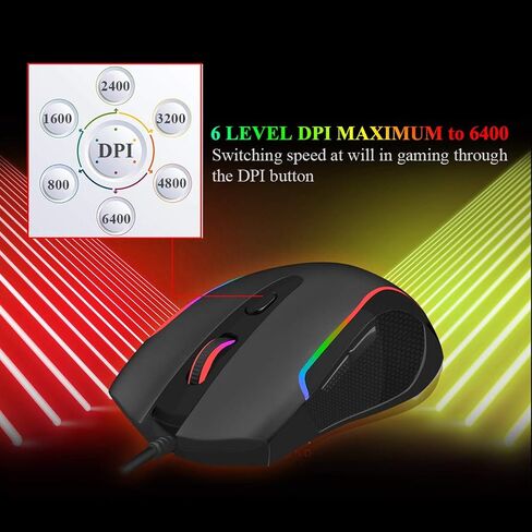 E-YOOSO Large Gaming Mouse, X-41 Wired Mice, 5 Level 12400 DPI, Software Supports DIY, 6 Side Buttons Computer Mouse for PC/Mac and Laptop - Black in Saudi Arabia