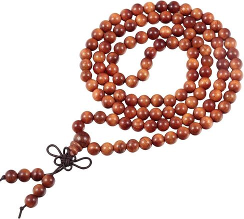 TUMBEELLUWA 6 مم 108 مالا الصلاة الخرز الخشبي سوار للجنسين، البوذية التبتية بوذا التأمل الوردية نمط التفاف سوار أو قلادة in Kuwait