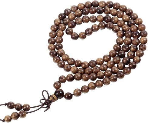 TUMBEELLUWA 6 مم 108 مالا الصلاة الخرز الخشبي سوار للجنسين، البوذية التبتية بوذا التأمل الوردية نمط التفاف سوار أو قلادة in Kuwait