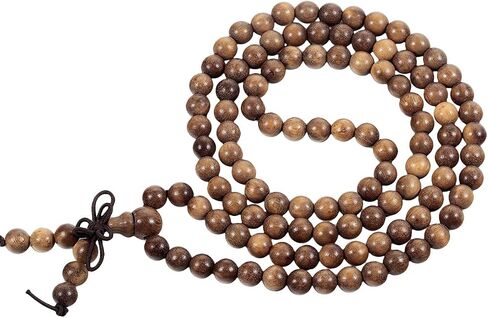 TUMBEELLUWA 6 مم 108 مالا الصلاة الخرز الخشبي سوار للجنسين، البوذية التبتية بوذا التأمل الوردية نمط التفاف سوار أو قلادة in Kuwait