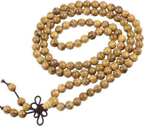 TUMBEELLUWA 6 مم 108 مالا الصلاة الخرز الخشبي سوار للجنسين، البوذية التبتية بوذا التأمل الوردية نمط التفاف سوار أو قلادة in Kuwait
