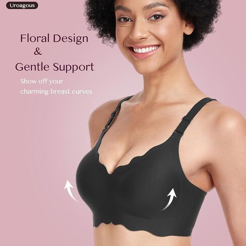 Silky Bras for Women No Underwire Floral Design Bralettes for Women Wireless T Shirt Bra Ultra Soft with Extender in Saudi Arabia