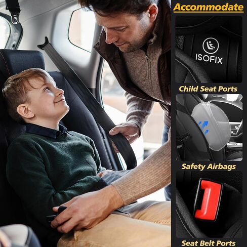 Universal Car Seat Covers Full Set | Faux Leather Automotive Seat Covers, Black | Fits Most Cars in Saudi Arabia