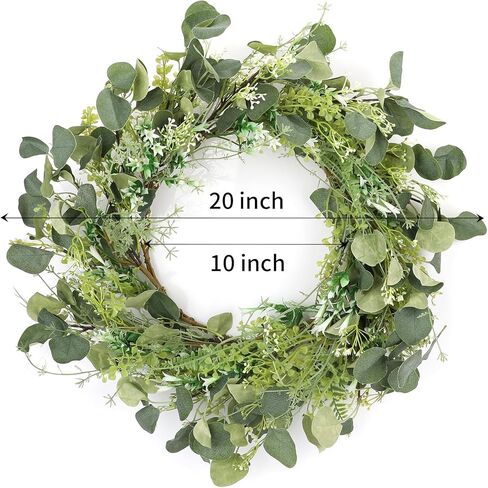 Kmise الربيع إكليل الخريف ديكور إكليل للباب الأمامي-22 بوصة الصيف الفاوانيا أكاليل الأوكالبتوس للشرفة الأمامية مزرعة ديكور المنزل in Kuwait