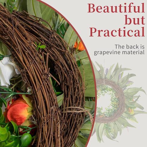 Kmise Spring Wreath Fall Decor Wreath for Front Door-22 Inch Summer Peony Eucalyptus Wreaths for Front Porch Farmhouse Home Decor in Saudi Arabia