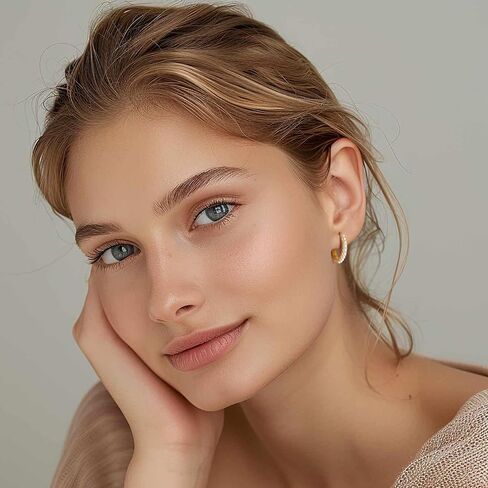 Pearl Earrings for Women 14K Gold Pearl Hoop Earrings for Women Small Gold Pearl Earrings Dainty Pearl Earrings Elegance Gold Pearl Huggie Hoop Earrings 13 MM/18 MM in Saudi Arabia