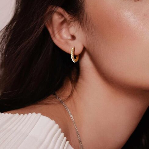 Pearl Earrings for Women 14K Gold Pearl Hoop Earrings for Women Small Gold Pearl Earrings Dainty Pearl Earrings Elegance Gold Pearl Huggie Hoop Earrings 13 MM/18 MM in Saudi Arabia