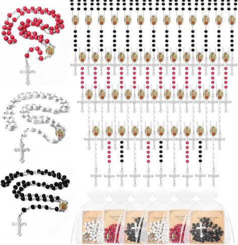 14 inch Wooden Rosary Bead Necklace,Virgen De Guadalupe Rosary for Baptism Our Lady of Guadalupe First Communion Scented Rosary with Organza Bag Catolicos Rosary Bulk for Men Women in Saudi Arabia
