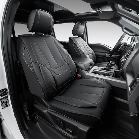 أغطية مقاعد OASIS AUTO المخصصة متوافقة مع 2019-2025 Chevy Silverado 1500/GMC Sierra 1500 (مجموعة كاملة، أسود) in Kuwait