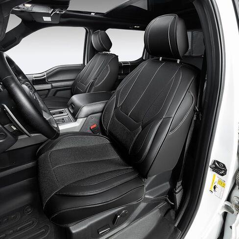 أغطية مقاعد OASIS AUTO المخصصة متوافقة مع 2019-2025 Chevy Silverado 1500/GMC Sierra 1500 (مجموعة كاملة، أسود) in Kuwait