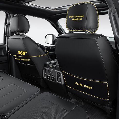 أغطية مقاعد OASIS AUTO المخصصة متوافقة مع 2019-2025 Chevy Silverado 1500/GMC Sierra 1500 (مجموعة كاملة، أسود) in Kuwait