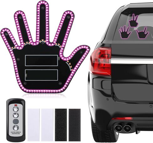ضوء إصبع السيارة مع جهاز تحكم عن بعد - إصبع مضيء لنافذة السيارة الخلفية، لافتة LED لغضب الطريق مع 4 إيماءات يدوية، إشارة يد للشاحنة in Kuwait