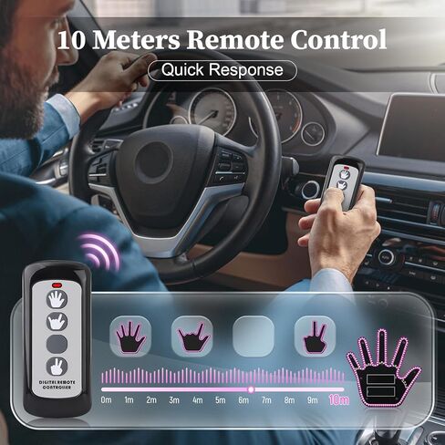 ضوء إصبع السيارة مع جهاز تحكم عن بعد - إصبع مضيء لنافذة السيارة الخلفية، لافتة LED لغضب الطريق مع 4 إيماءات يدوية، إشارة يد للشاحنة in Kuwait