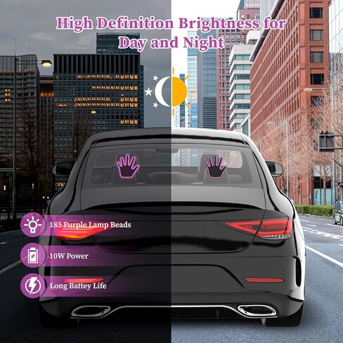 ضوء إصبع السيارة مع جهاز تحكم عن بعد - إصبع مضيء لنافذة السيارة الخلفية، لافتة LED لغضب الطريق مع 4 إيماءات يدوية، إشارة يد للشاحنة in Kuwait