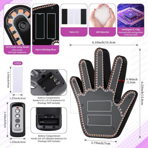 ضوء إصبع السيارة مع جهاز تحكم عن بعد - إصبع مضيء لنافذة السيارة الخلفية، لافتة LED لغضب الطريق مع 4 إيماءات يدوية، إشارة يد للشاحنة in Kuwait