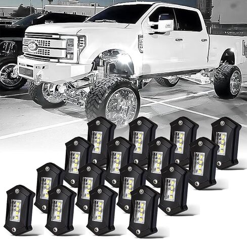 R2 LED White Rock Lights Kits 8PCS for Trucks UTV ATV SUV RZR Offroad Boat Car Plug and Play with Harness Switch Die-Cast Aluminum Waterproof Shockproof High Power Super Bright Rock Light in Saudi Arabia