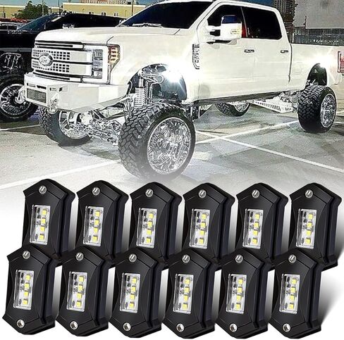 R2 LED White Rock Lights Kits 8PCS for Trucks UTV ATV SUV RZR Offroad Boat Car Plug and Play with Harness Switch Die-Cast Aluminum Waterproof Shockproof High Power Super Bright Rock Light in Saudi Arabia