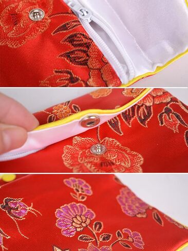 Baitaihem 15 Pack Jewelry Purse Pouch Gift Bags Chinese Silk Style Brocade Embroidered Bag,Red(Small&Medium&Large) in Kuwait