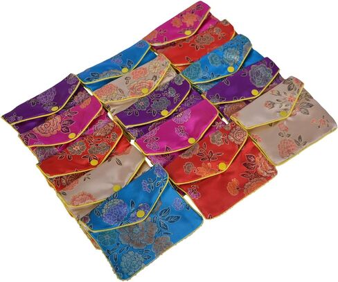 Baitaihem 15 Pack Jewelry Purse Pouch Gift Bags Chinese Silk Style Brocade Embroidered Bag,Red(Small&Medium&Large) in Kuwait