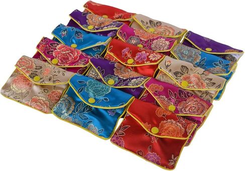 Baitaihem 15 Pack Jewelry Purse Pouch Gift Bags Chinese Silk Style Brocade Embroidered Bag,Red(Small&Medium&Large) in Kuwait