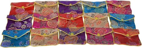 Baitaihem 15 Pack Jewelry Purse Pouch Gift Bags Chinese Silk Style Brocade Embroidered Bag,Red(Small&Medium&Large) in Kuwait
