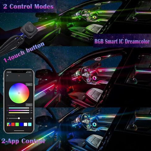 Dreamcolor Acrylic Interior Car LED Strip Light, RGB 18 in 1 Fiber Optic Ambient Lighting Kits, 16 Million Colors Sound Active Function Car Neon Lights with Wireless APP in Saudi Arabia