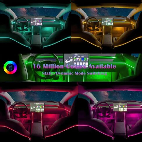 Dreamcolor Acrylic Interior Car LED Strip Light, RGB 18 in 1 Fiber Optic Ambient Lighting Kits, 16 Million Colors Sound Active Function Car Neon Lights with Wireless APP in Saudi Arabia