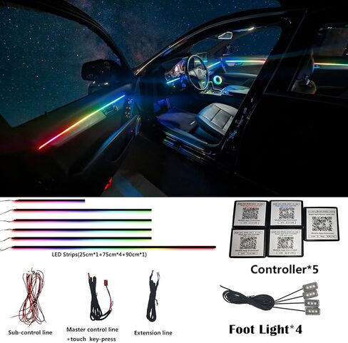 Dreamcolor Acrylic Interior Car LED Strip Light, RGB 18 in 1 Fiber Optic Ambient Lighting Kits, 16 Million Colors Sound Active Function Car Neon Lights with Wireless APP in Saudi Arabia