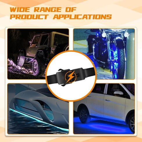 4 قطع سلك تمديد ضوء الصخور، 60 بوصة/150 سم 4 دبوس RGB LED متعدد الألوان لهجة ضوء تمديد كابل سلك مجموعة عالمية لدراجة نارية LED ATV سيارة ضوء متعدد الألوان شريط نيون ضوء الصخور in Kuwait