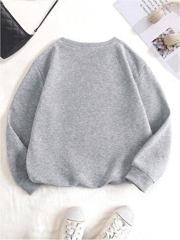 SweatyRocks Women's Floral Letter Graphic Sweatshirts Crew Neck Long Sleeve Pullover Tops in Saudi Arabia