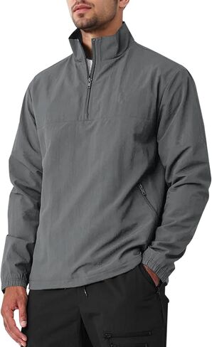 MorwenVeo Men's Casual Quarter Zip Pullover Lightweight Golf Track Jacket Stylish Windbreaker For Outdoors & Travel in Kuwait