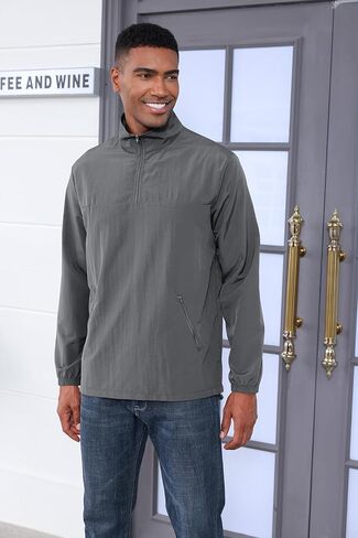 MorwenVeo Men's Casual Quarter Zip Pullover Lightweight Golf Track Jacket Stylish Windbreaker For Outdoors & Travel in Kuwait