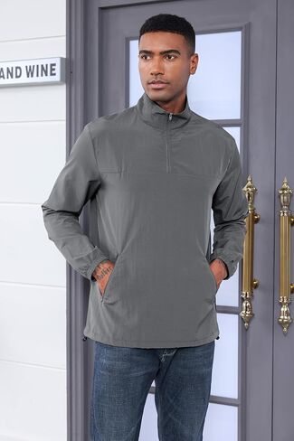 MorwenVeo Men's Casual Quarter Zip Pullover Lightweight Golf Track Jacket Stylish Windbreaker For Outdoors & Travel in Kuwait