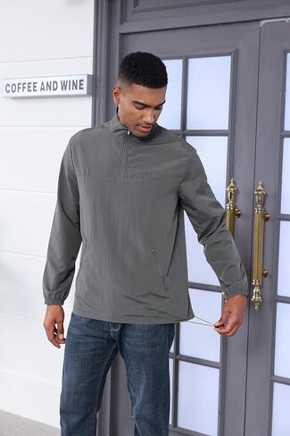 MorwenVeo Men's Casual Quarter Zip Pullover Lightweight Golf Track Jacket Stylish Windbreaker For Outdoors & Travel in Kuwait