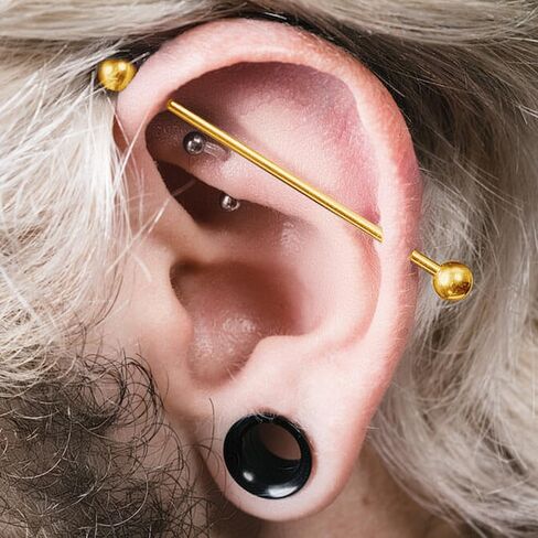 Barbell Piercing Jewelry 14g Bar Scaffold For Women Men - 2 Pack Of Industrial Bars Cartilage Ear Barbell Jewelry - 35mm Long Straight Hypoallergenic Surgical Steel 14g Industrial Piercing Jewelry in Kuwait