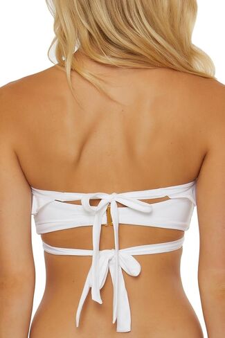 Women's Buckle Up Shirred Bandeau Bikini Top, Adjustable, Tie Back, Swimwear Separates in Saudi Arabia