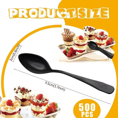 500 Pcs Clear Mini Spoons for Desserts Small Plastic Tasting Spoon Tiny Disposable Spoons Plastic Serving Utensils Bulk for Sample, Ice Cream, Appetizer, 3.7 x 0.8 Inch in Saudi Arabia