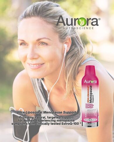 Aurora Nutrascience Ultra-Liposomal دعم انقطاع الطمث مع EstroG-100، يقلل من أعراض انقطاع الطمث وفترة ما حول انقطاع الطمث، الهبات الساخنة، التعرق الليلي، تقلب المزاج، 10 أونصة سائلة (300 مل) in Saudi Arabia