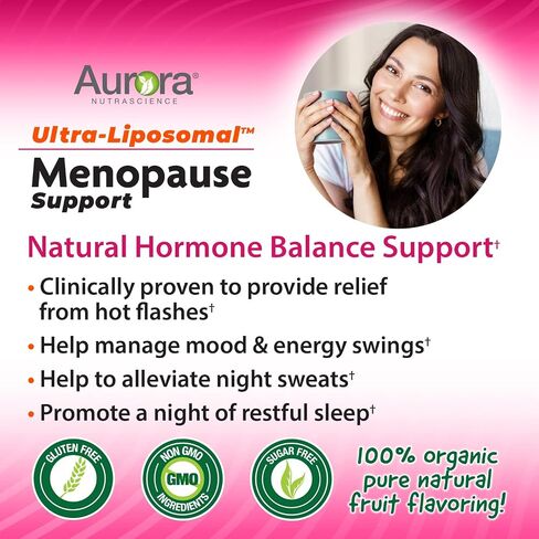 Aurora Nutrascience Ultra-Liposomal دعم انقطاع الطمث مع EstroG-100، يقلل من أعراض انقطاع الطمث وفترة ما حول انقطاع الطمث، الهبات الساخنة، التعرق الليلي، تقلب المزاج، 10 أونصة سائلة (300 مل) in Saudi Arabia