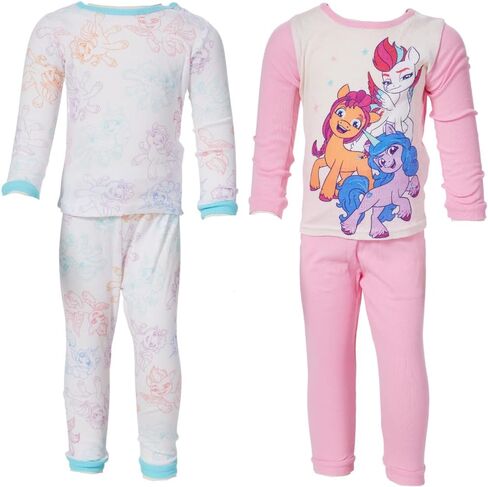 طقم بيجامات ماي ليتل بوني، 4 قطع مزيج وتطابق ملابس نوم للأطفال الصغار والصغار، مقاس 4T وردي in Kuwait