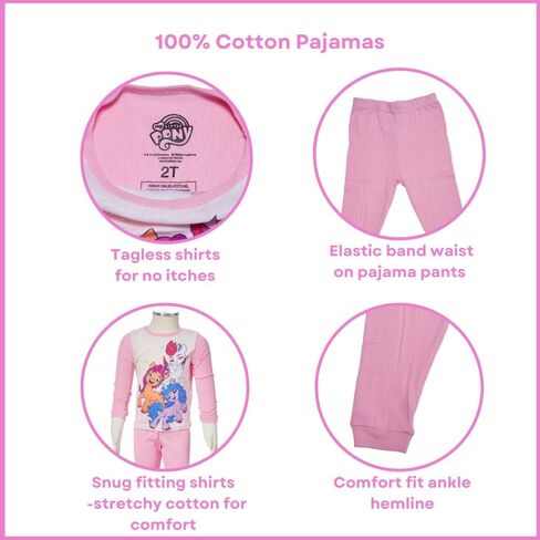 طقم بيجامات ماي ليتل بوني، 4 قطع مزيج وتطابق ملابس نوم للأطفال الصغار والصغار، مقاس 4T وردي in Kuwait